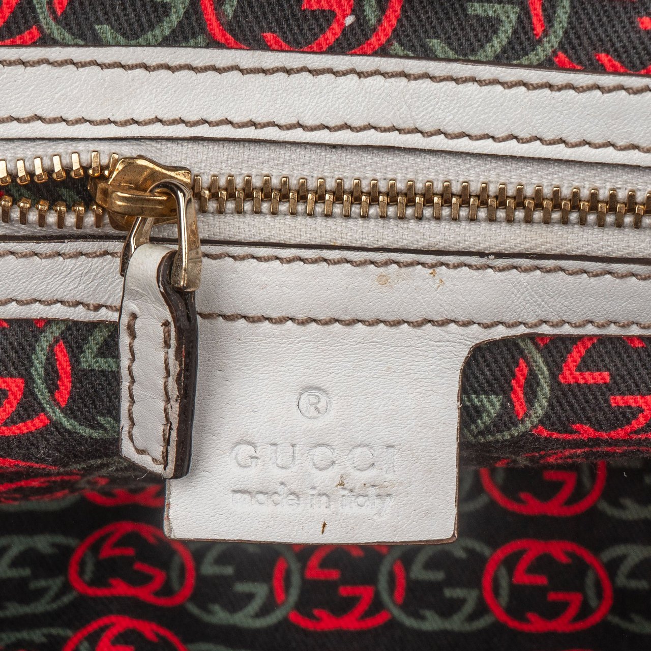 Gucci White Leather GG Handbag Wit