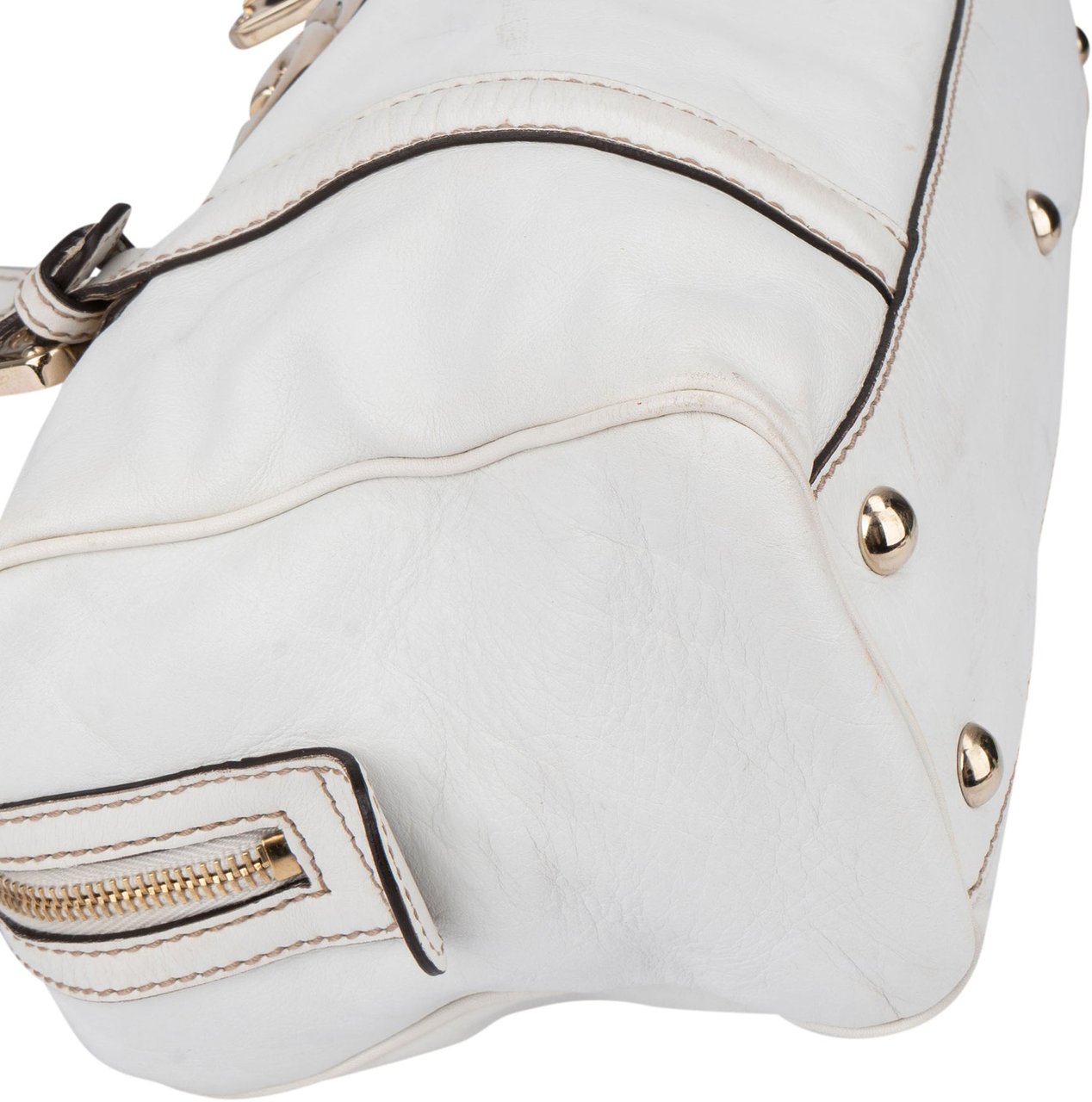 Gucci White Leather GG Handbag Wit