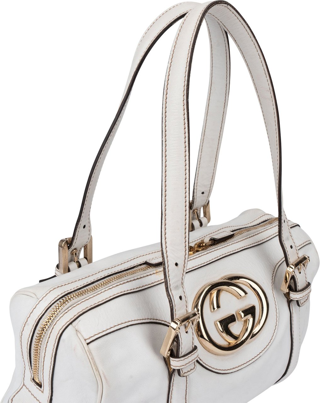 Gucci White Leather GG Handbag Wit