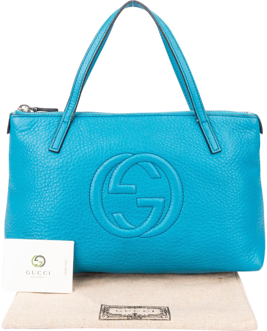 Gucci Bleu Leather Soho Handbag Blauw