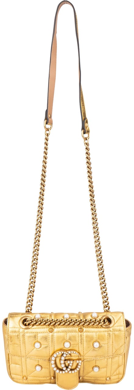 Gucci Gucci Limited Golden Leather Pearly Marmont Crossbody Bag Divers