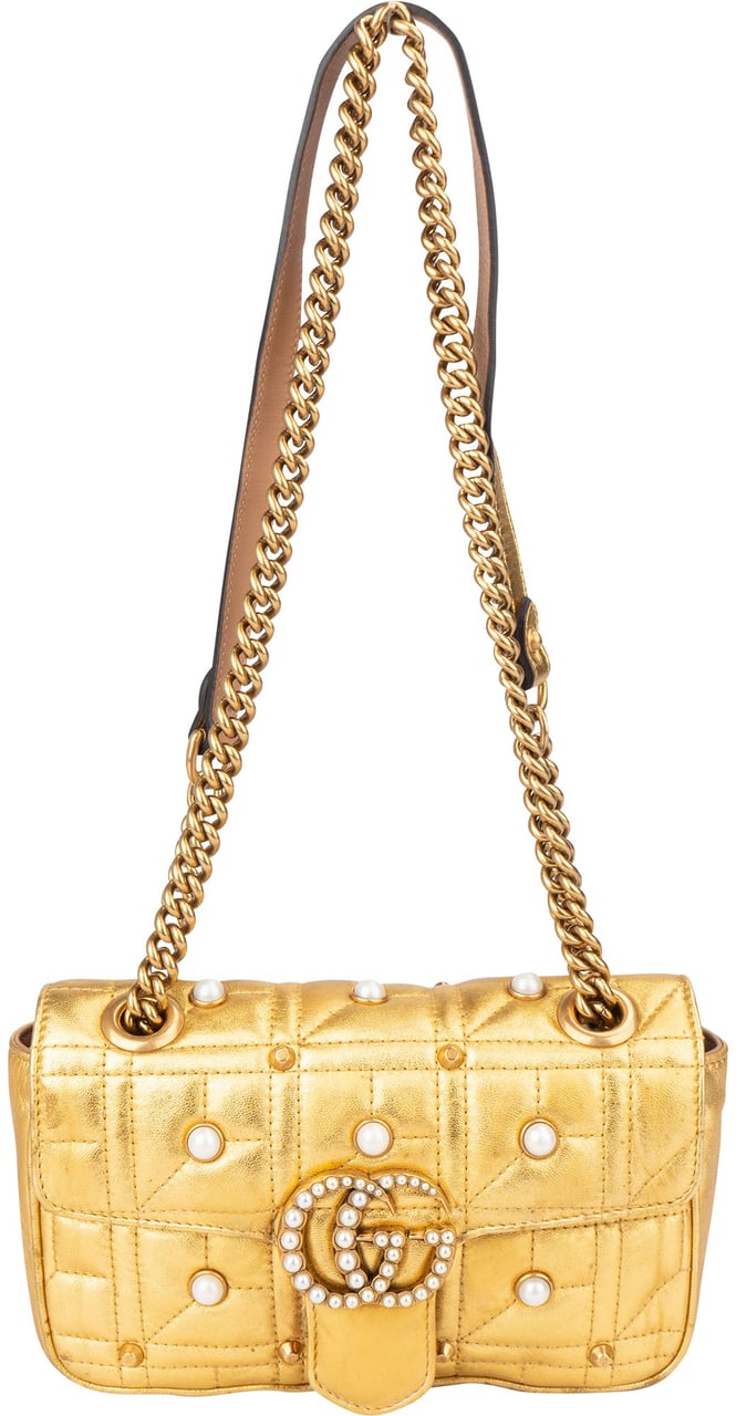 Gucci Gucci Limited Golden Leather Pearly Marmont Crossbody Bag Divers