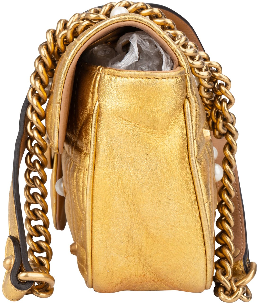 Gucci Gucci Limited Golden Leather Pearly Marmont Crossbody Bag Divers