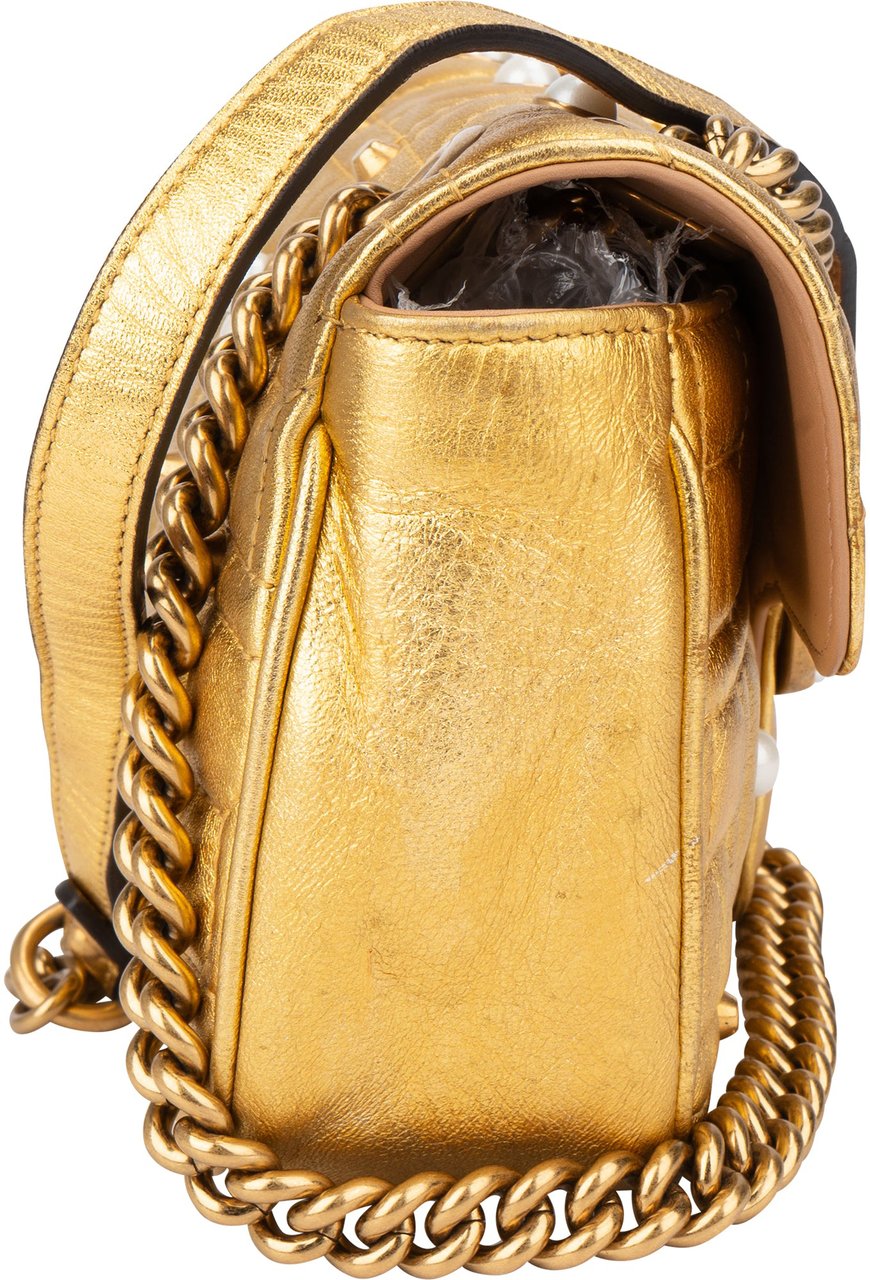Gucci Gucci Limited Golden Leather Pearly Marmont Crossbody Bag Divers