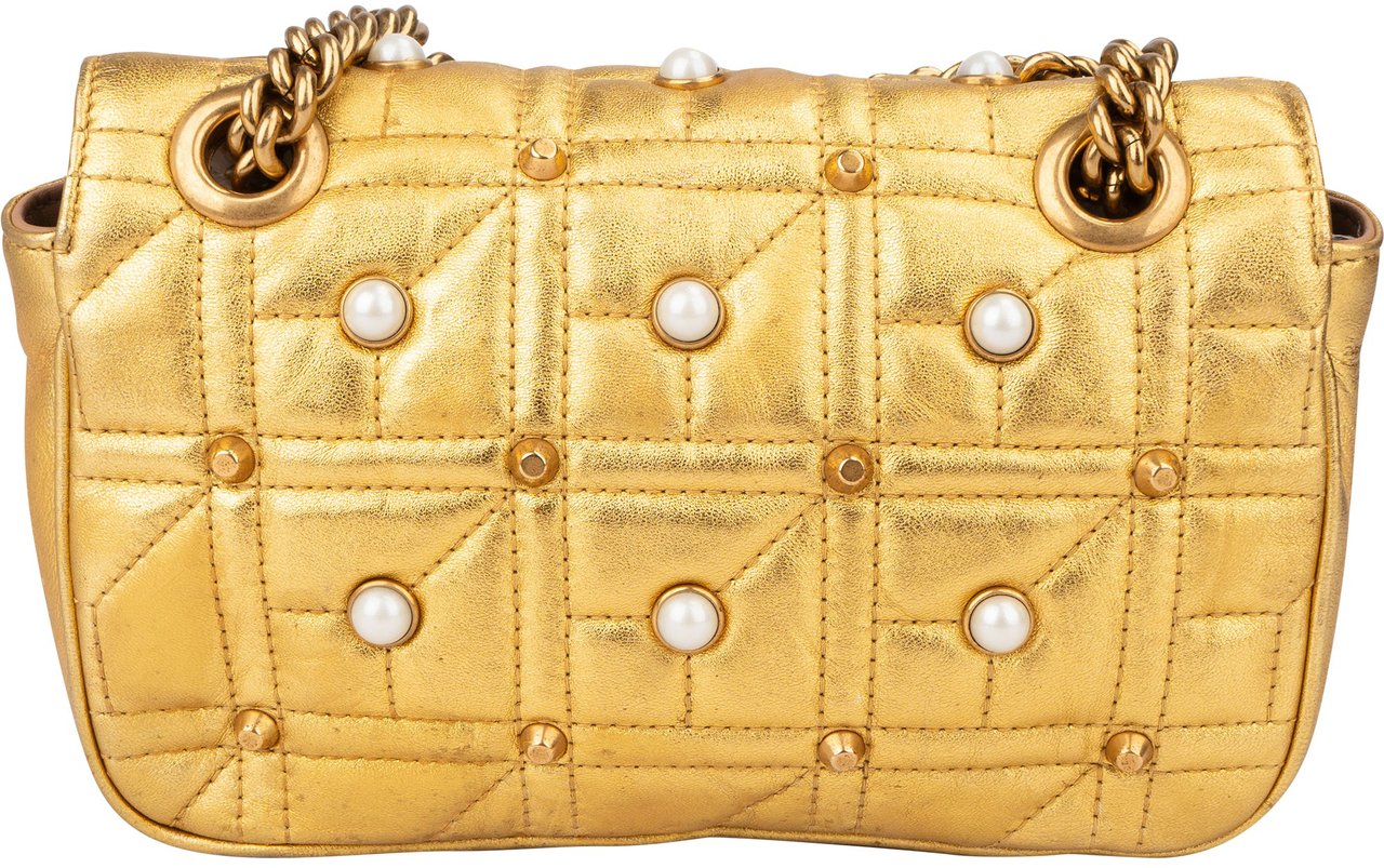 Gucci Gucci Limited Golden Leather Pearly Marmont Crossbody Bag Divers