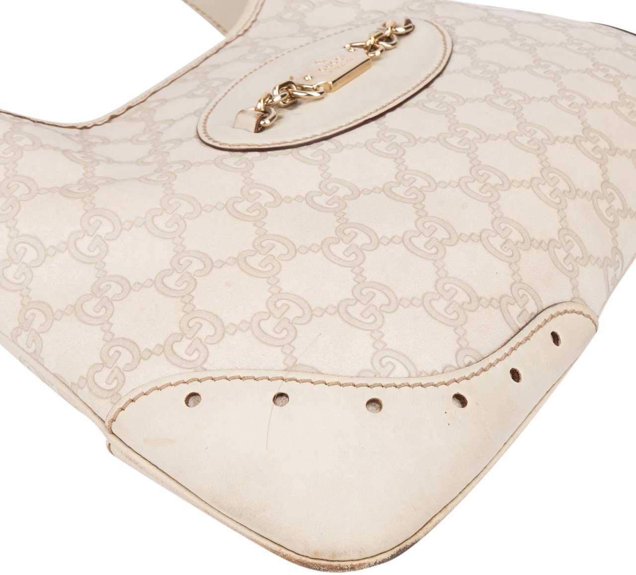 Gucci Gucci Leather GG Monogram Jackie Handbag Wit