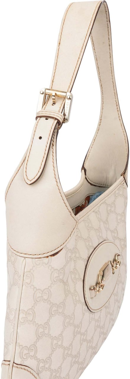Gucci Gucci Leather GG Monogram Jackie Handbag Wit