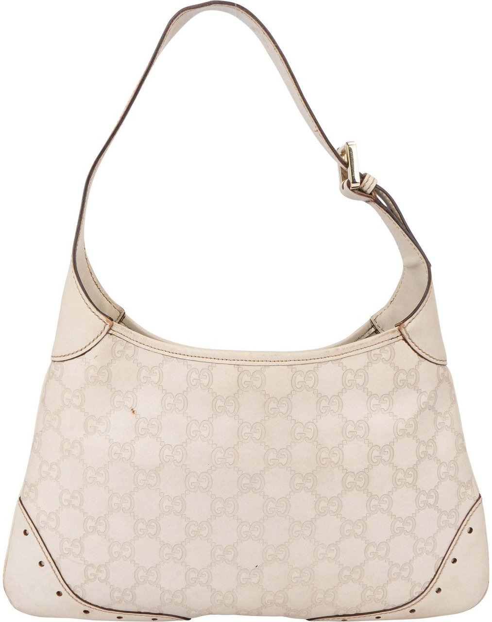 Gucci Gucci Leather GG Monogram Jackie Handbag Wit