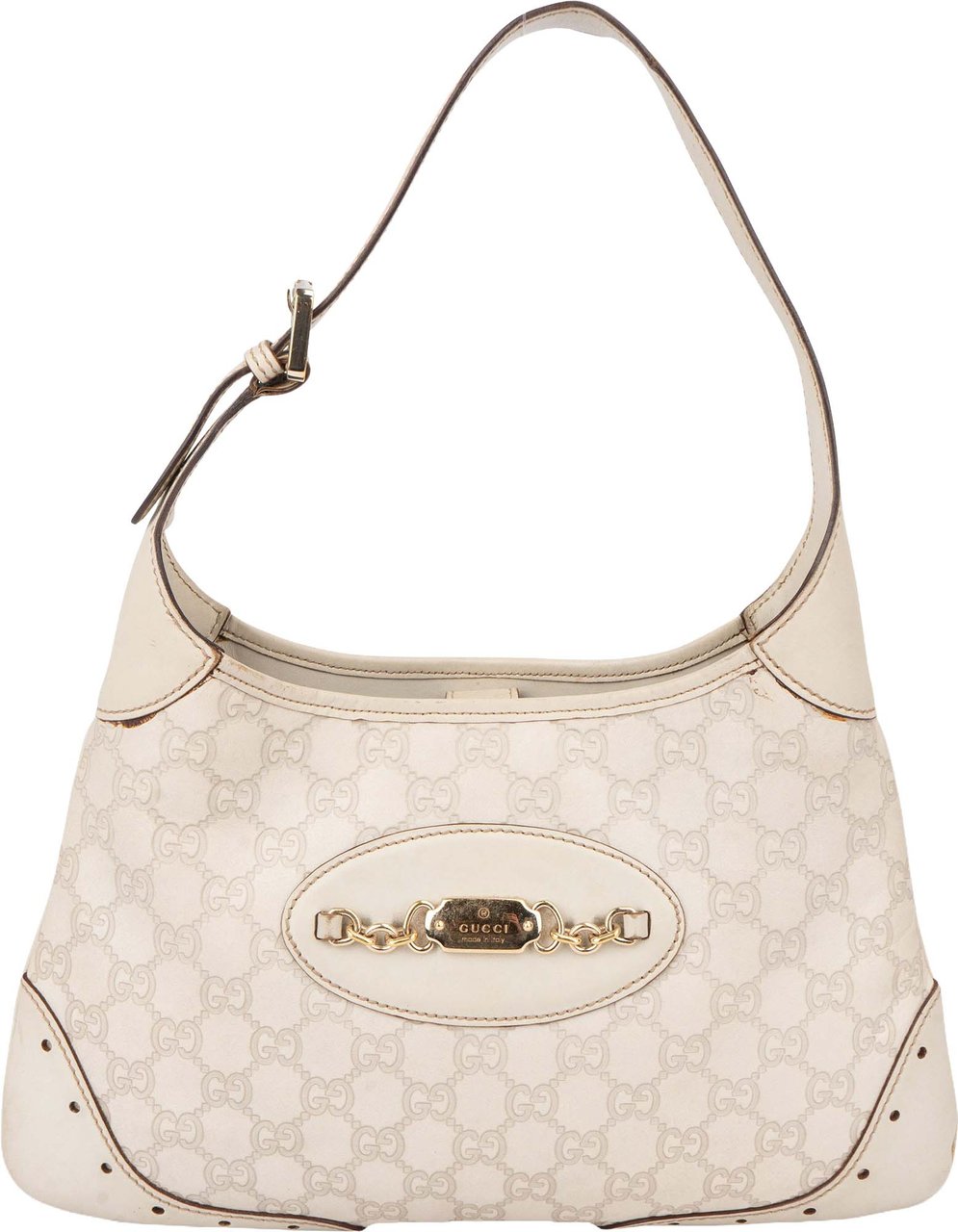 Gucci Gucci Leather GG Monogram Jackie Handbag Wit