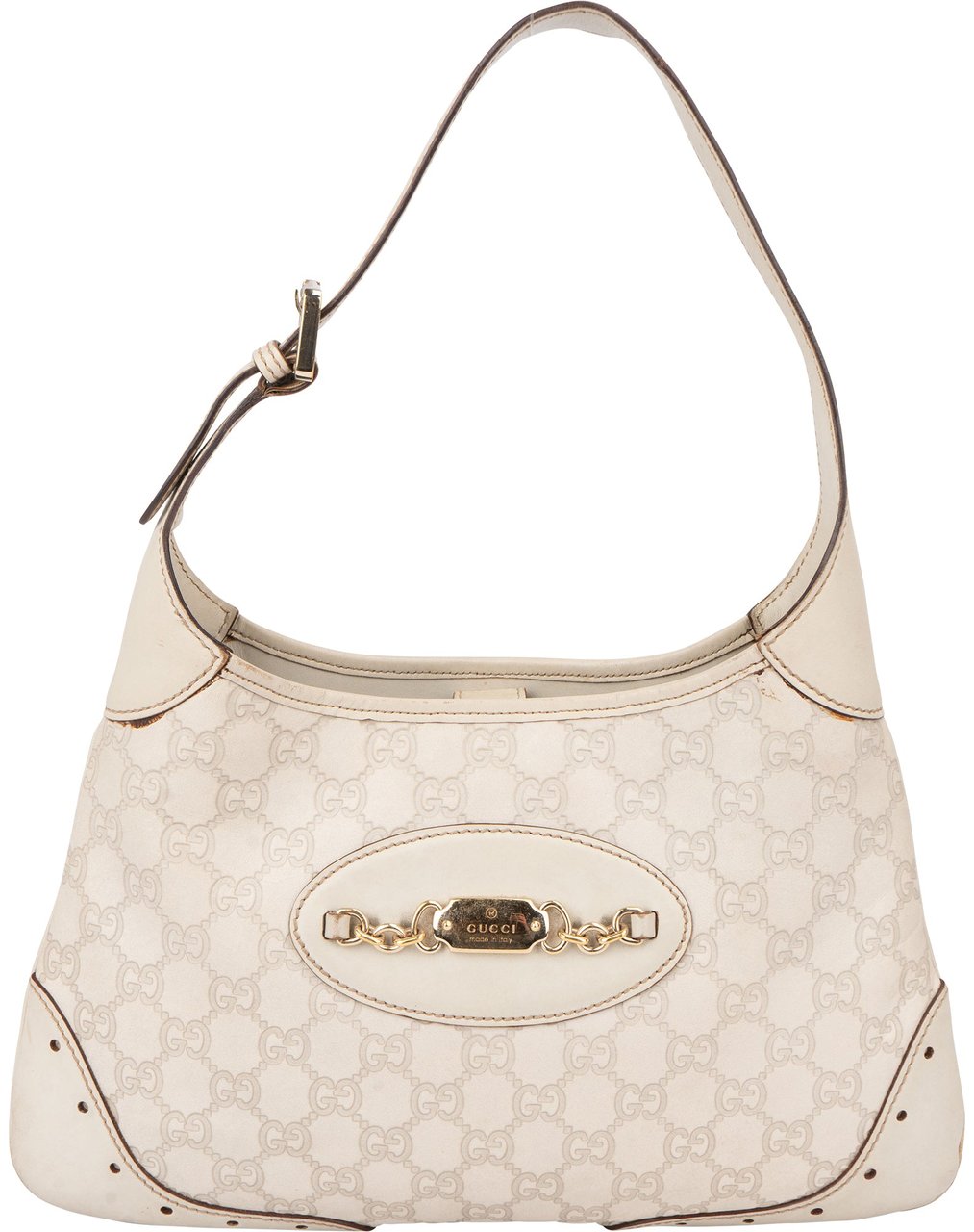 Gucci Gucci Leather GG Monogram Jackie Handbag Wit