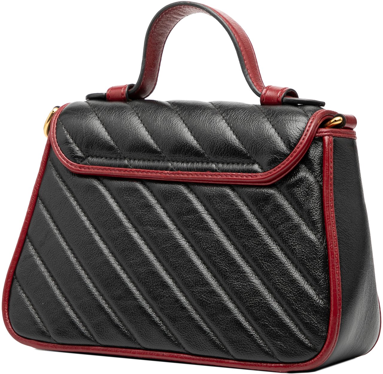 Gucci GG Marmont Matelasse Leather Torchon Top Handle Bag Zwart