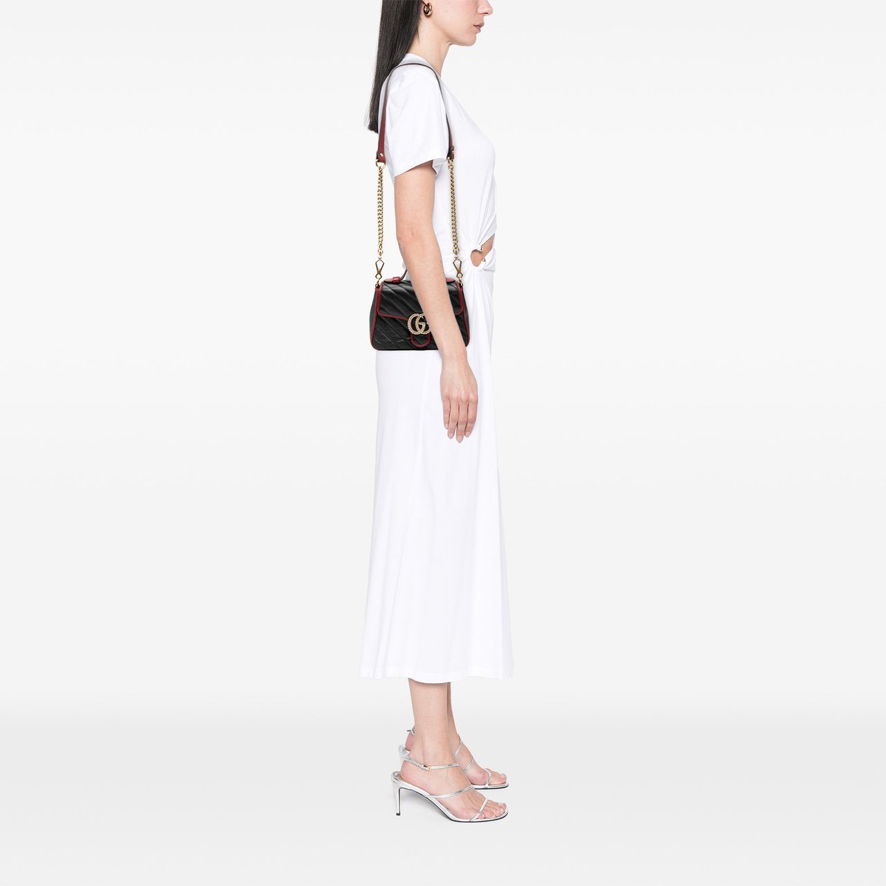 Gucci GG Marmont Matelasse Leather Torchon Top Handle Bag Zwart