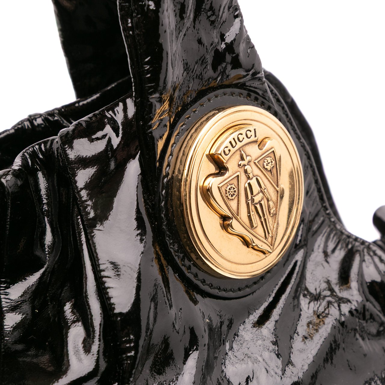 Gucci Large Patent Hysteria Satchel Zwart