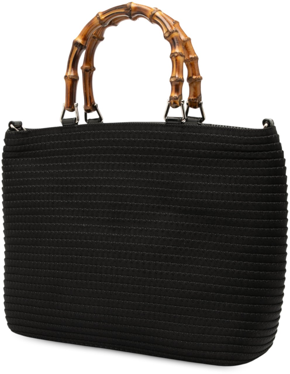 Gucci Nylon Bamboo Satchel Zwart
