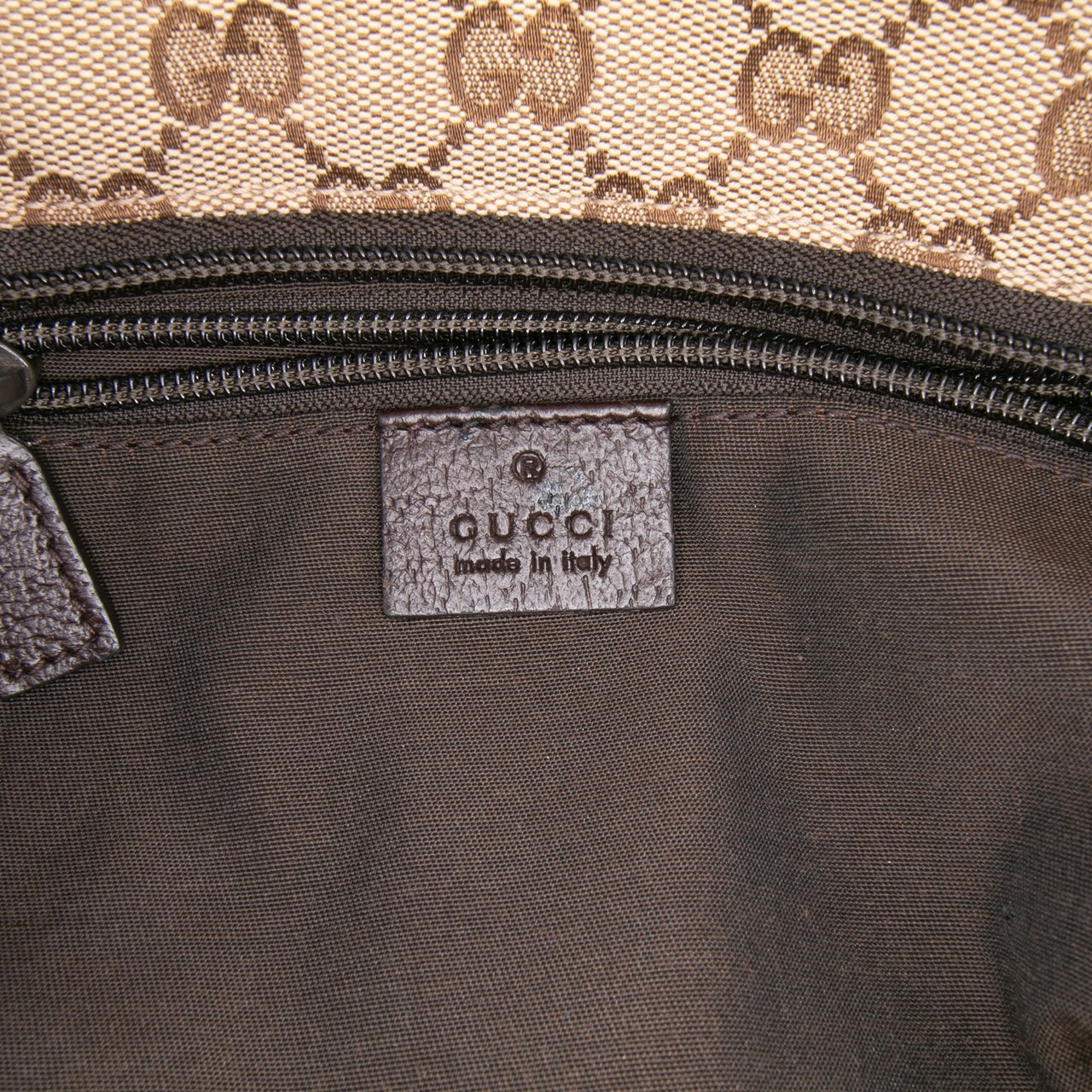 Gucci GG Canvas Web Handbag Bruin