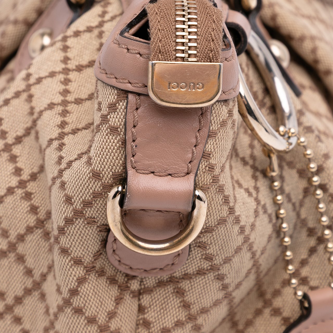 Gucci Diamante Canvas Sukey Satchel Bruin