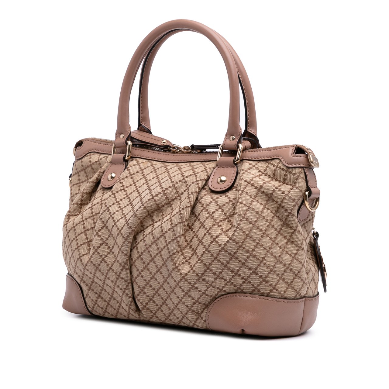 Gucci Diamante Canvas Sukey Satchel Bruin