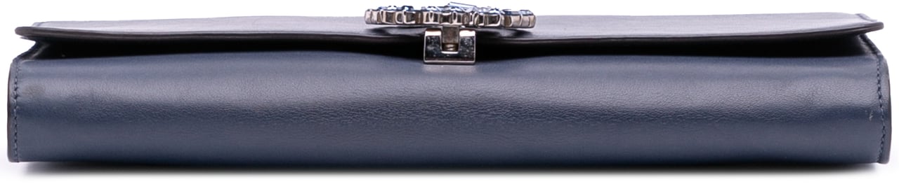 Gucci Calfskin Crystal Broadway Clutch Blauw