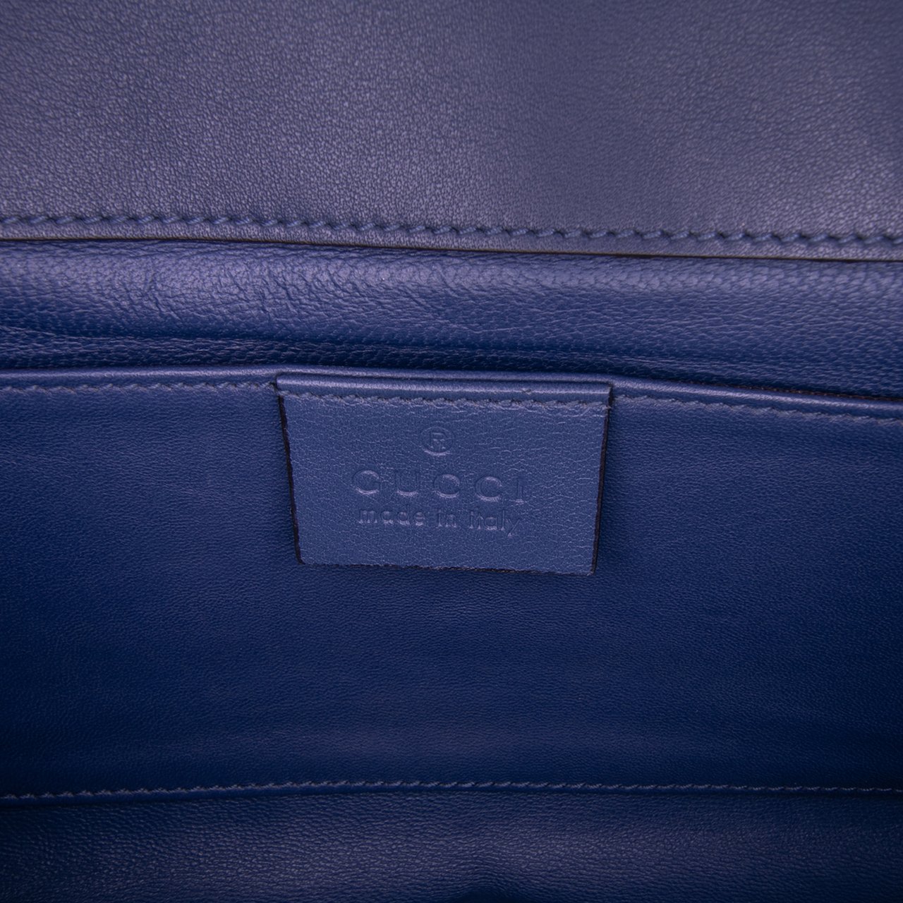 Gucci Calfskin Crystal Broadway Clutch Blauw