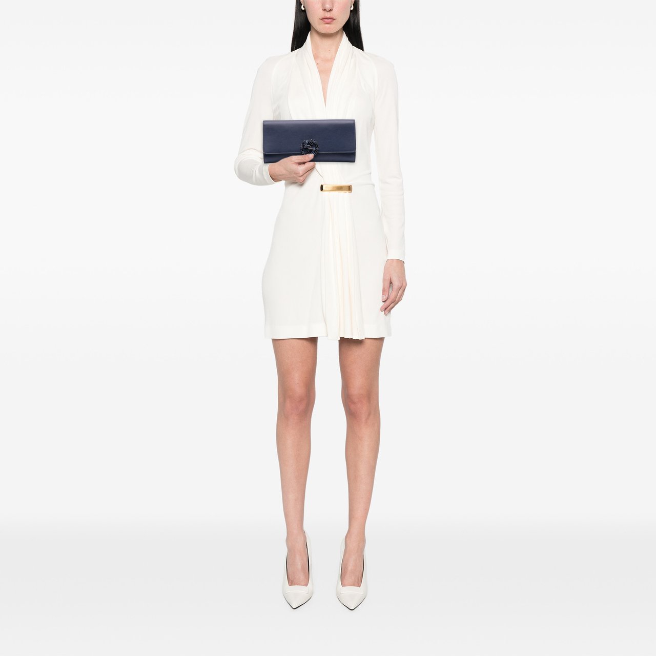 Gucci Calfskin Crystal Broadway Clutch Blauw