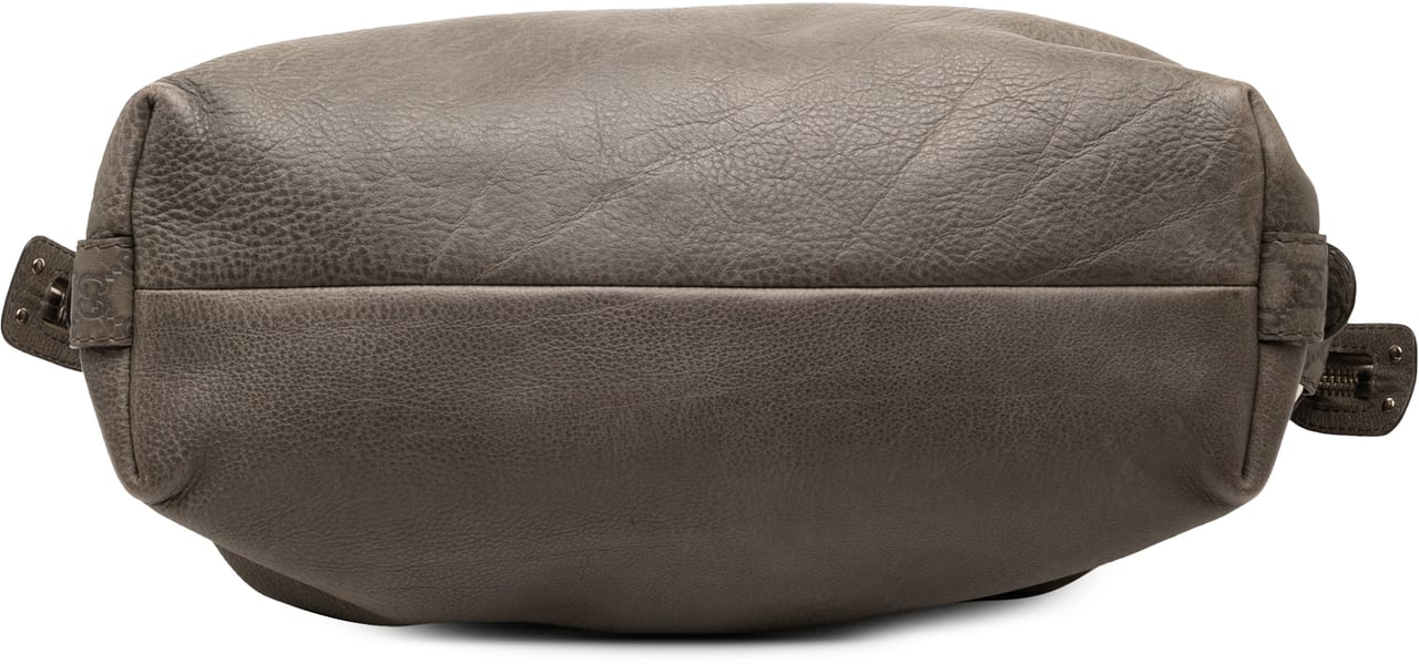 Gucci Medium Leather Bamboo Bar Tote Grijs