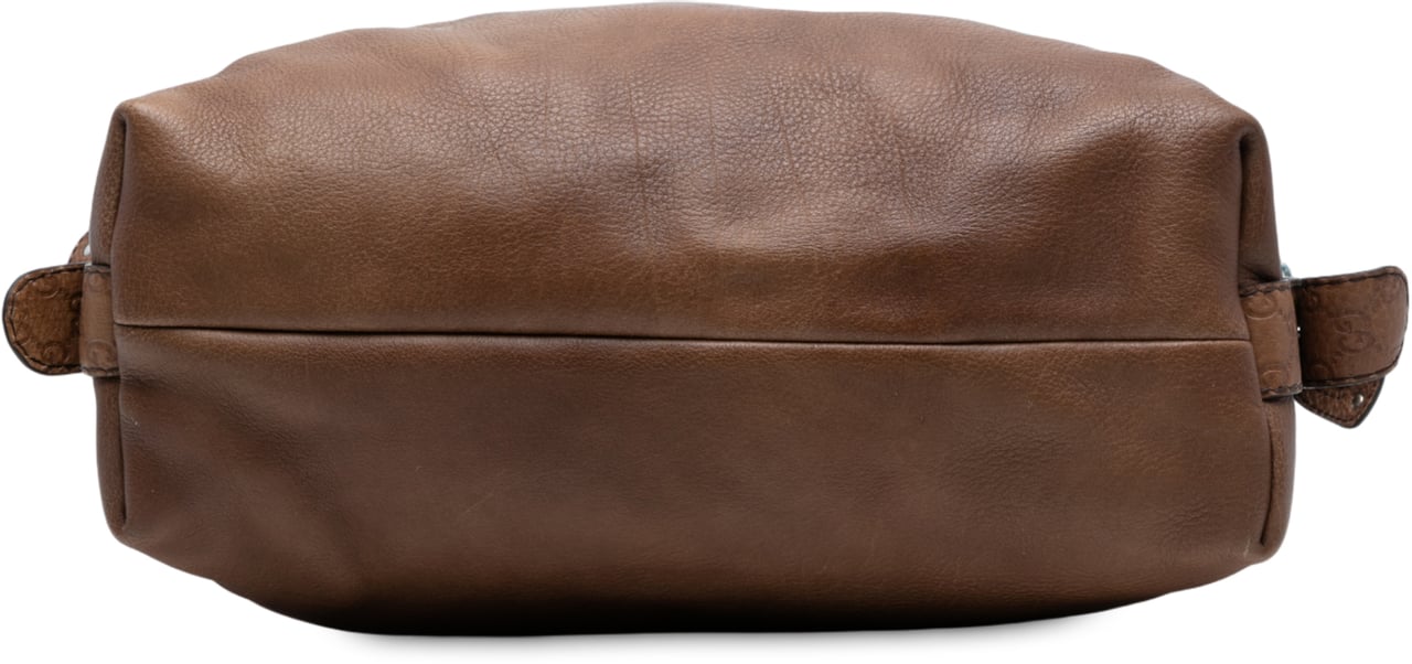 Gucci Large Leather Bamboo Bar Tote Bruin