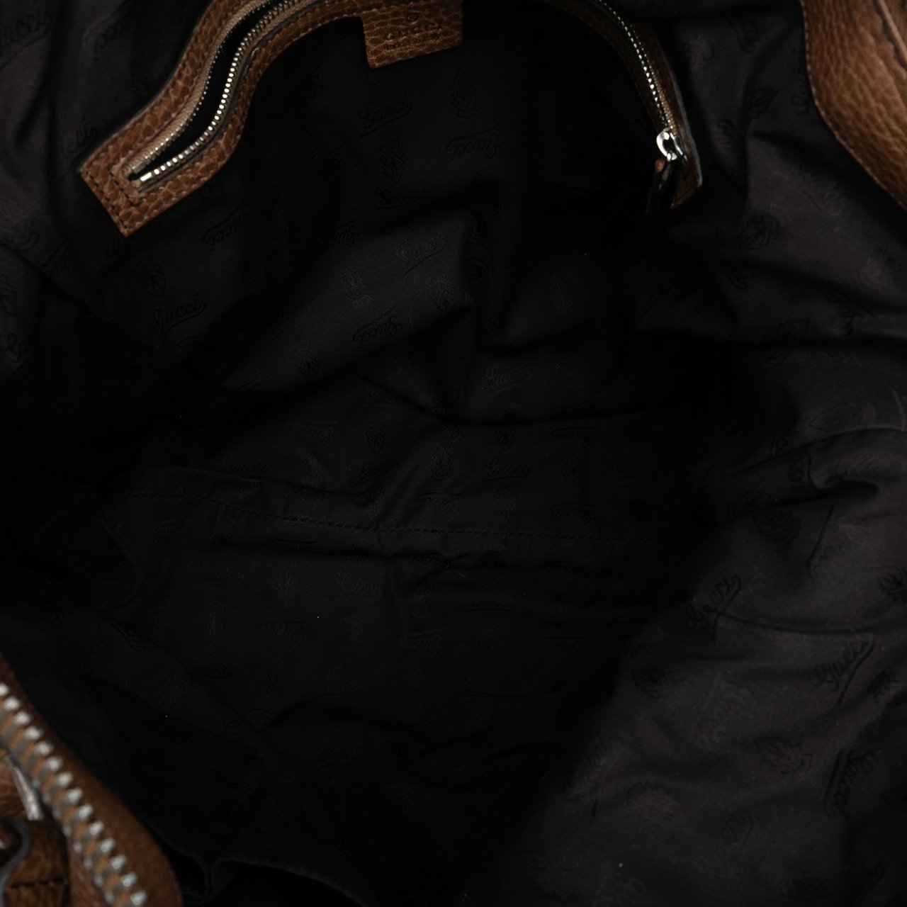 Gucci Large Leather Bamboo Bar Tote Bruin