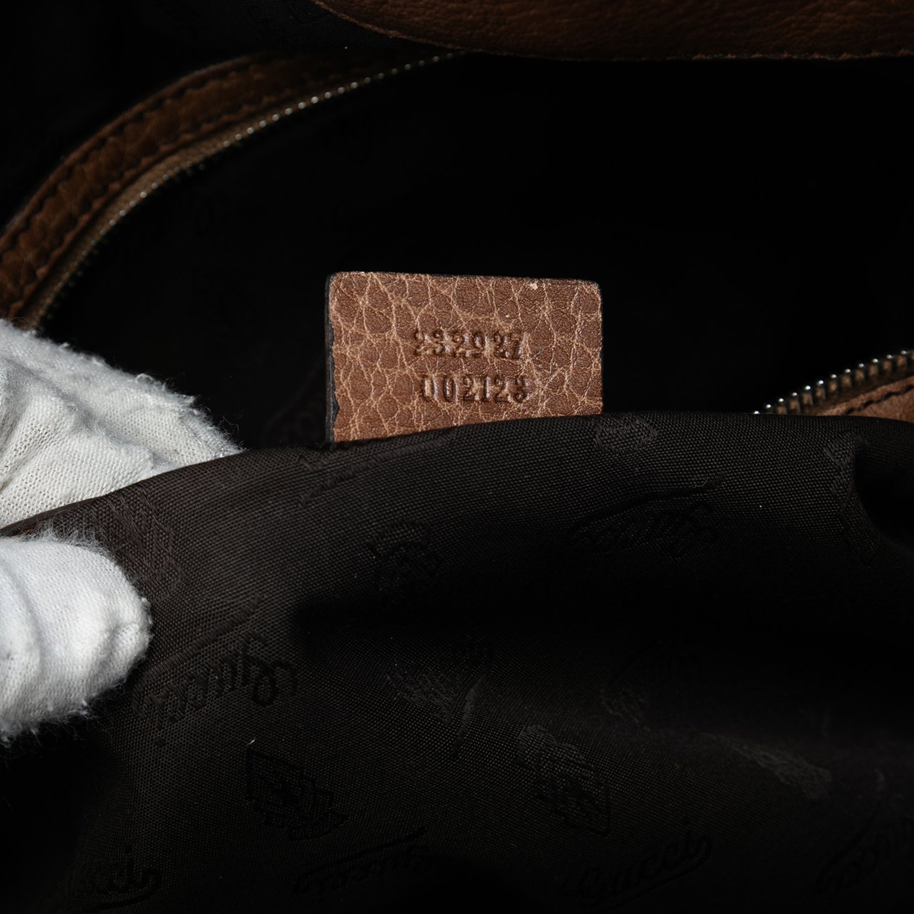 Gucci Large Leather Bamboo Bar Tote Bruin