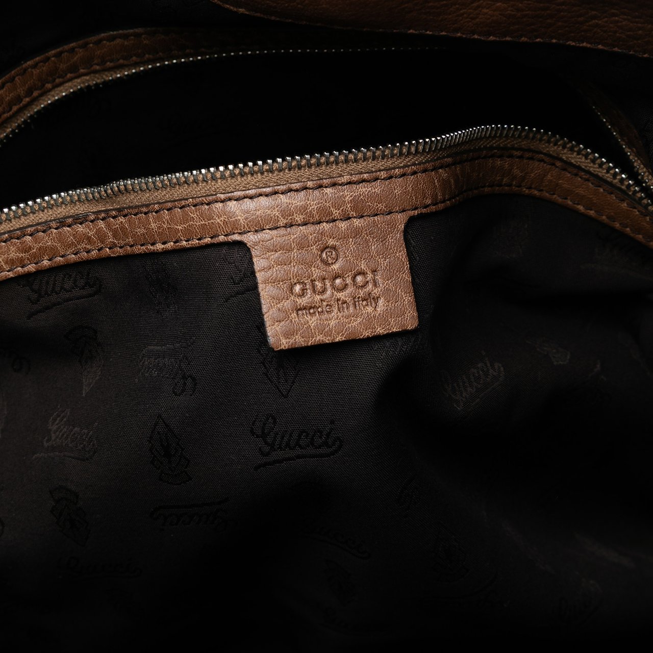 Gucci Large Leather Bamboo Bar Tote Bruin