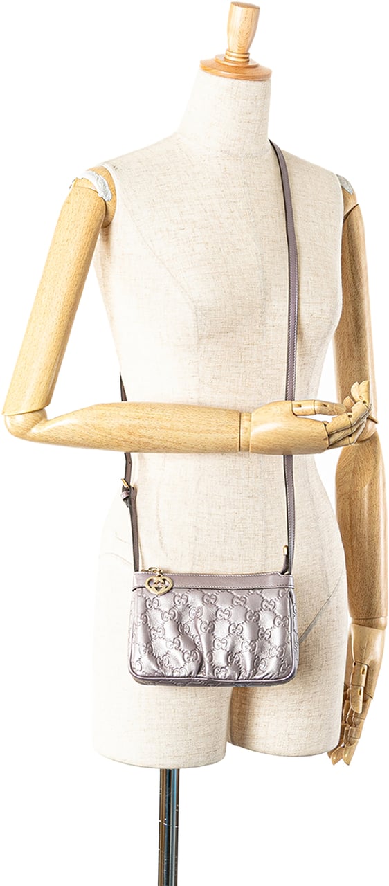 Gucci Small Metallic Guccissima Lovely Crossbody Paars