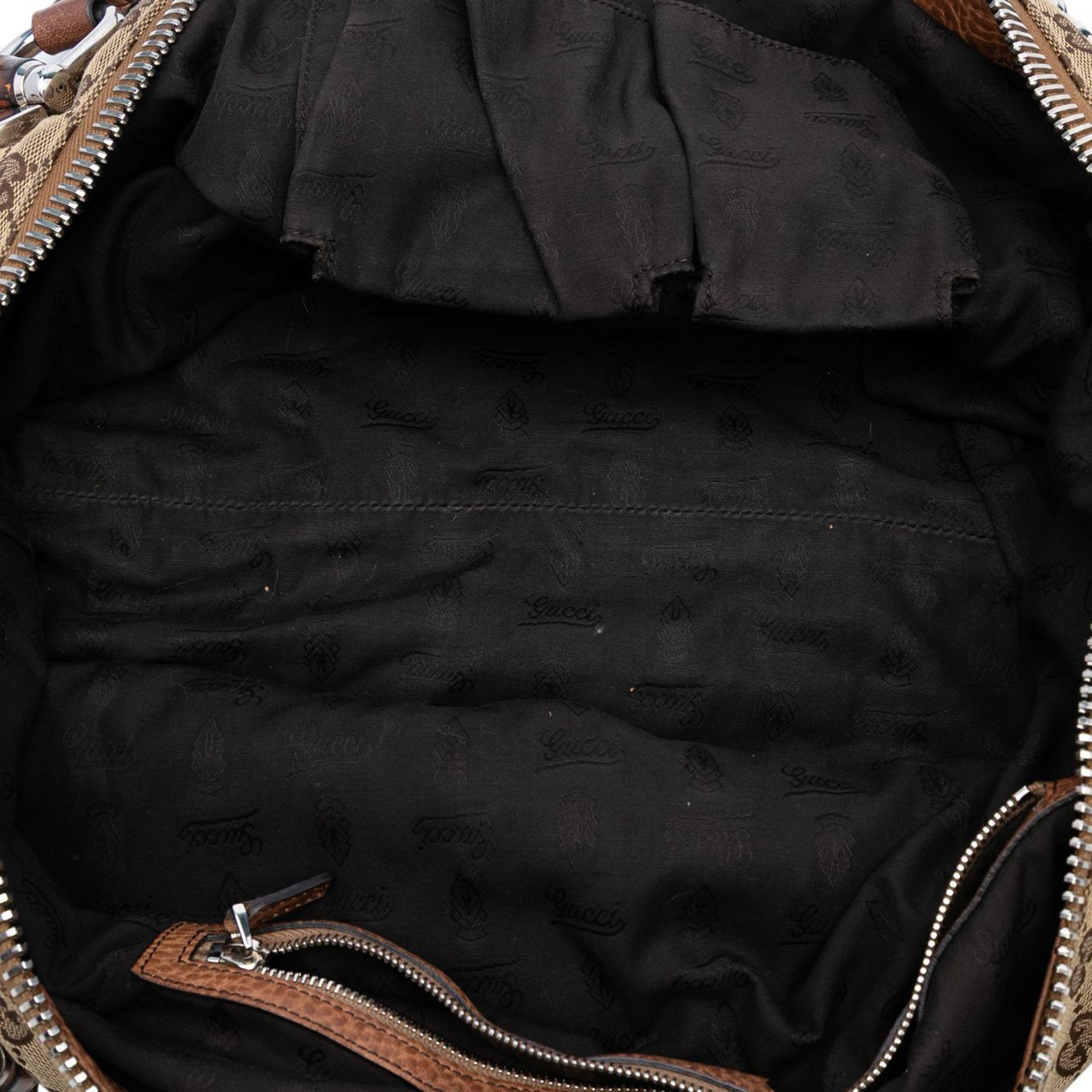 Gucci Large GG Canvas Bamboo Bar Tote Bruin