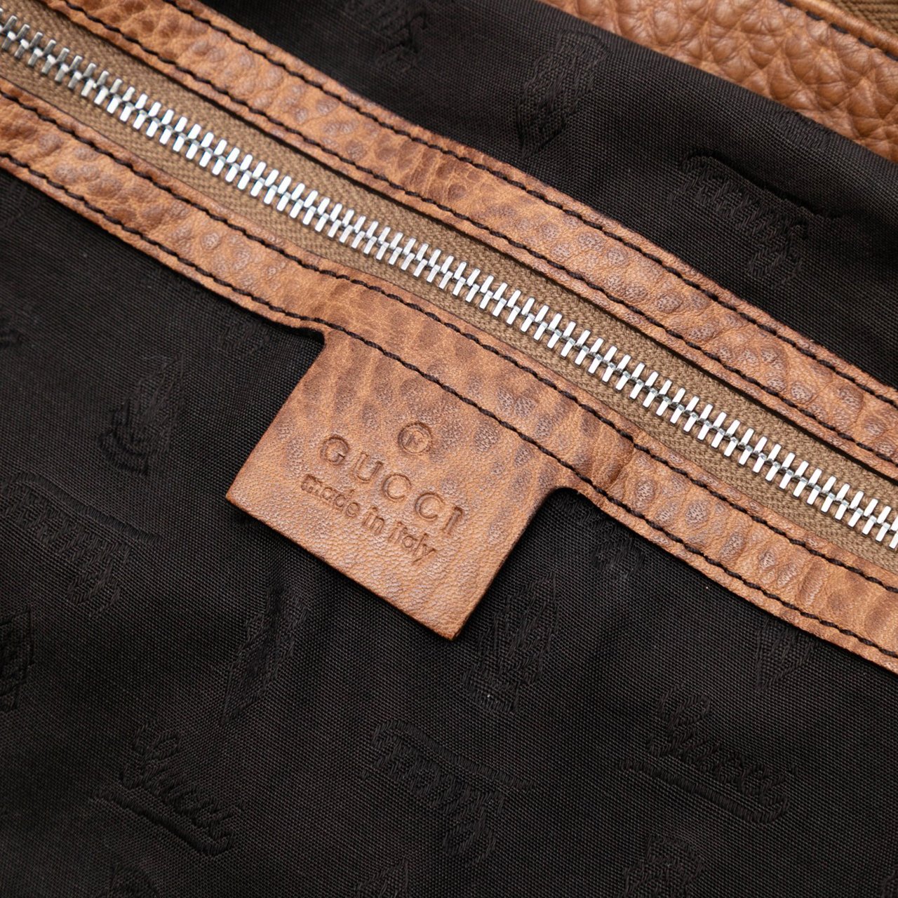 Gucci Large GG Canvas Bamboo Bar Tote Bruin