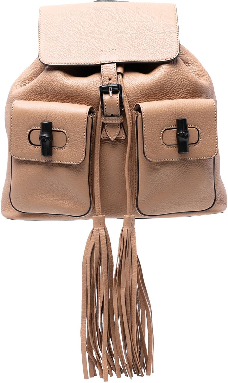 Gucci Leather Bamboo Tassel Backpack Bruin