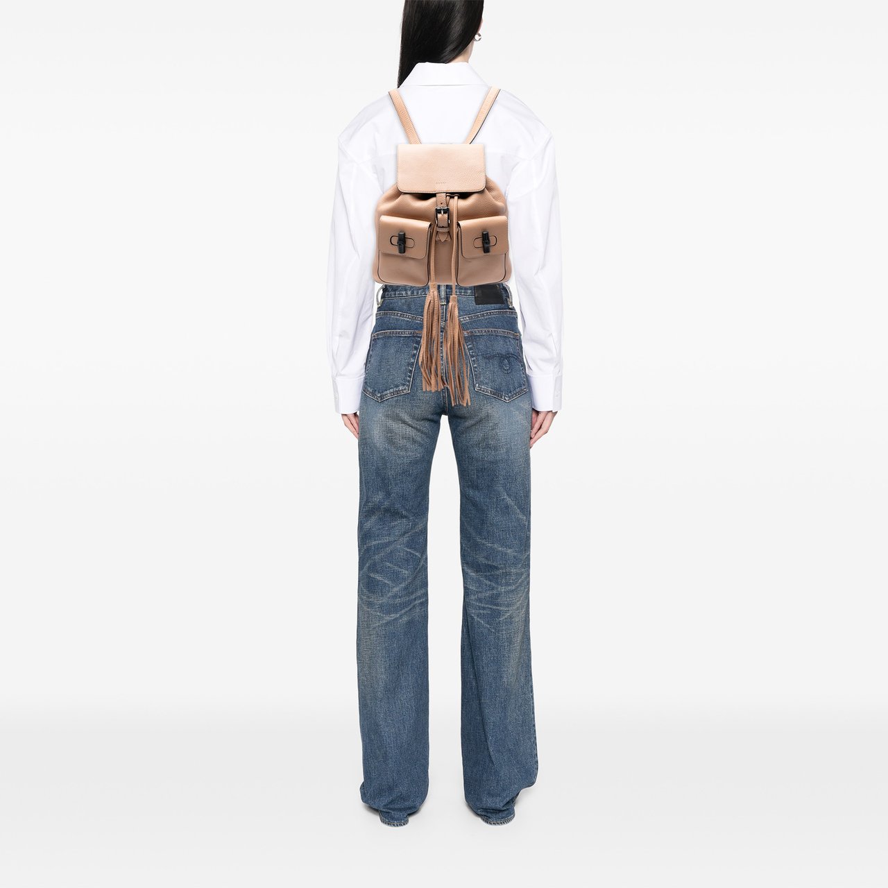 Gucci Leather Bamboo Tassel Backpack Bruin