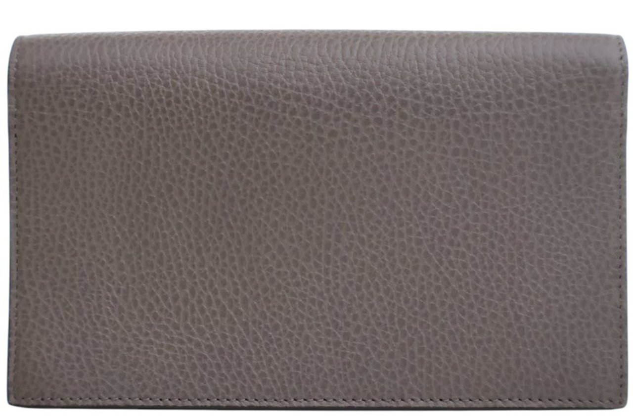 Gucci Leather Interlocking G Dollar Wallet on Chain Grijs