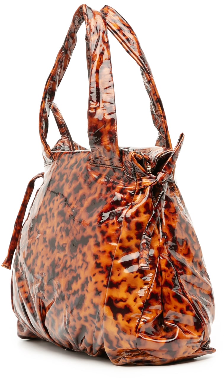 Gucci Patent Tortoise Shell Monogram Hysteria Tote Bruin