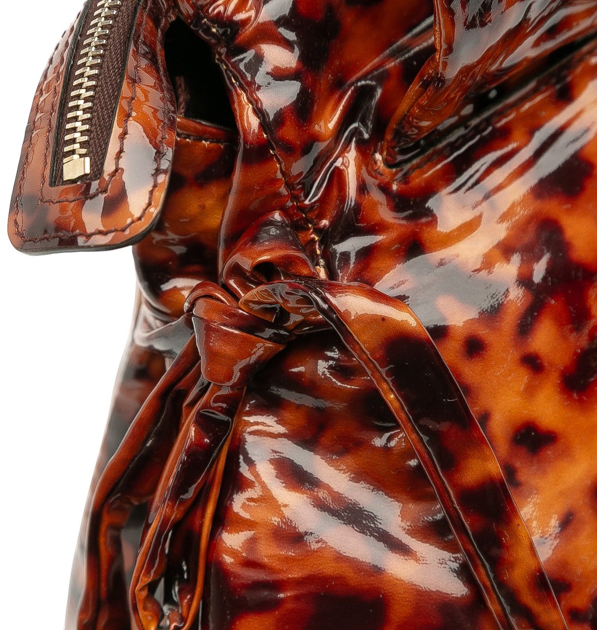 Gucci Patent Tortoise Shell Monogram Hysteria Tote Bruin