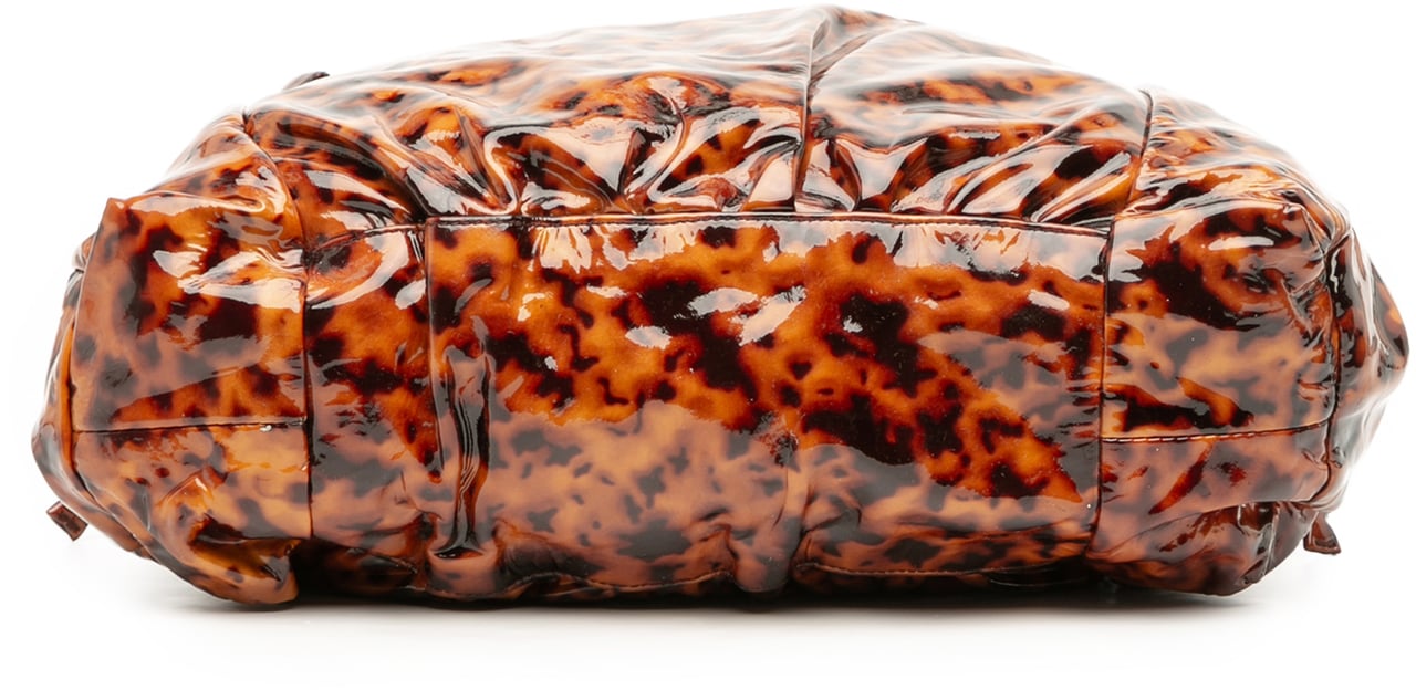 Gucci Patent Tortoise Shell Monogram Hysteria Tote Bruin