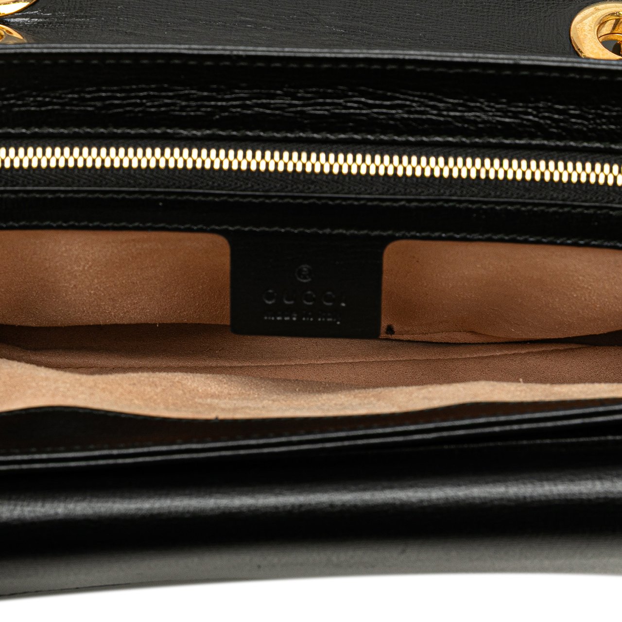 Gucci Small Leather Marina Chain Shoulder Bag Zwart