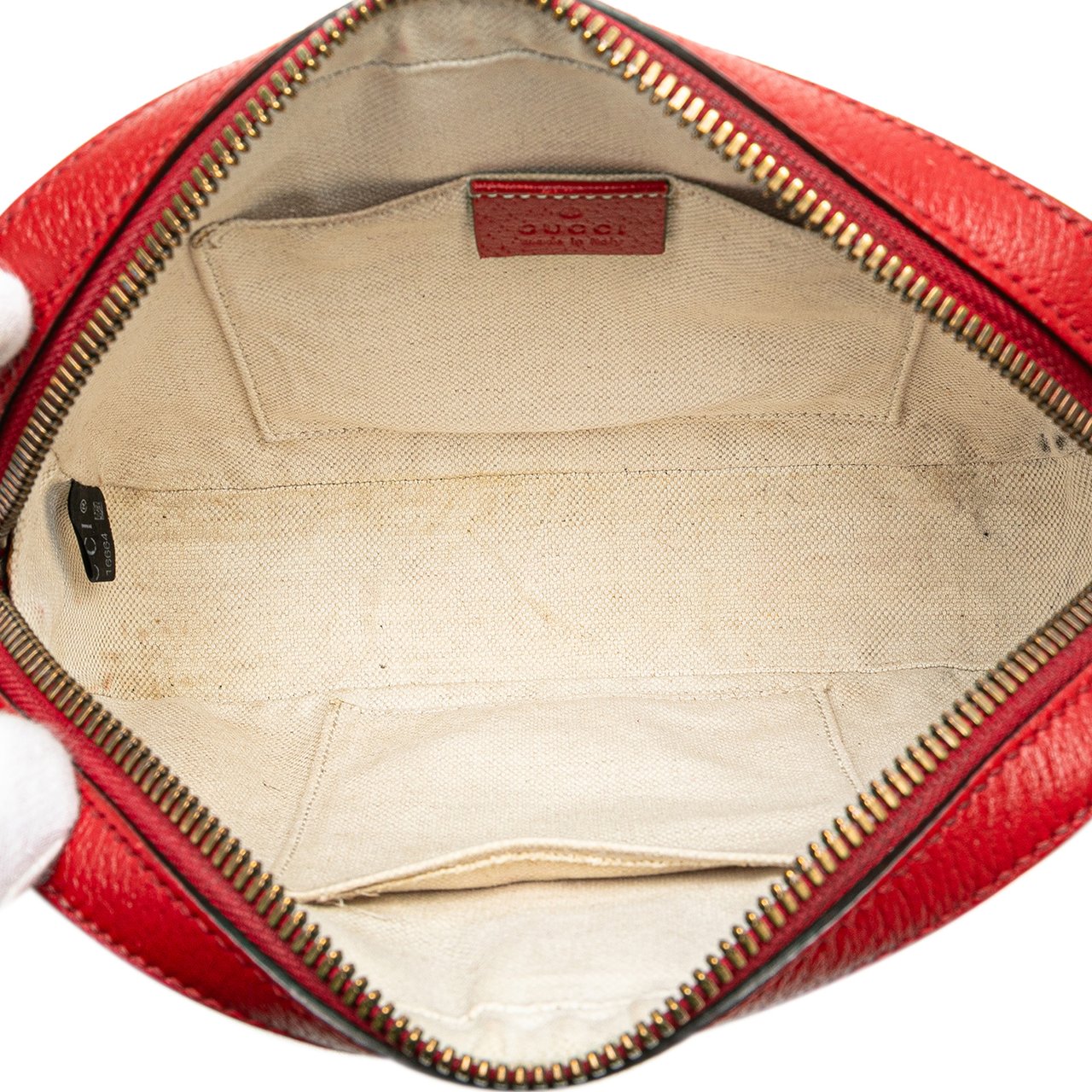 Gucci Leather Animalier Web Disco Crossbody Rood