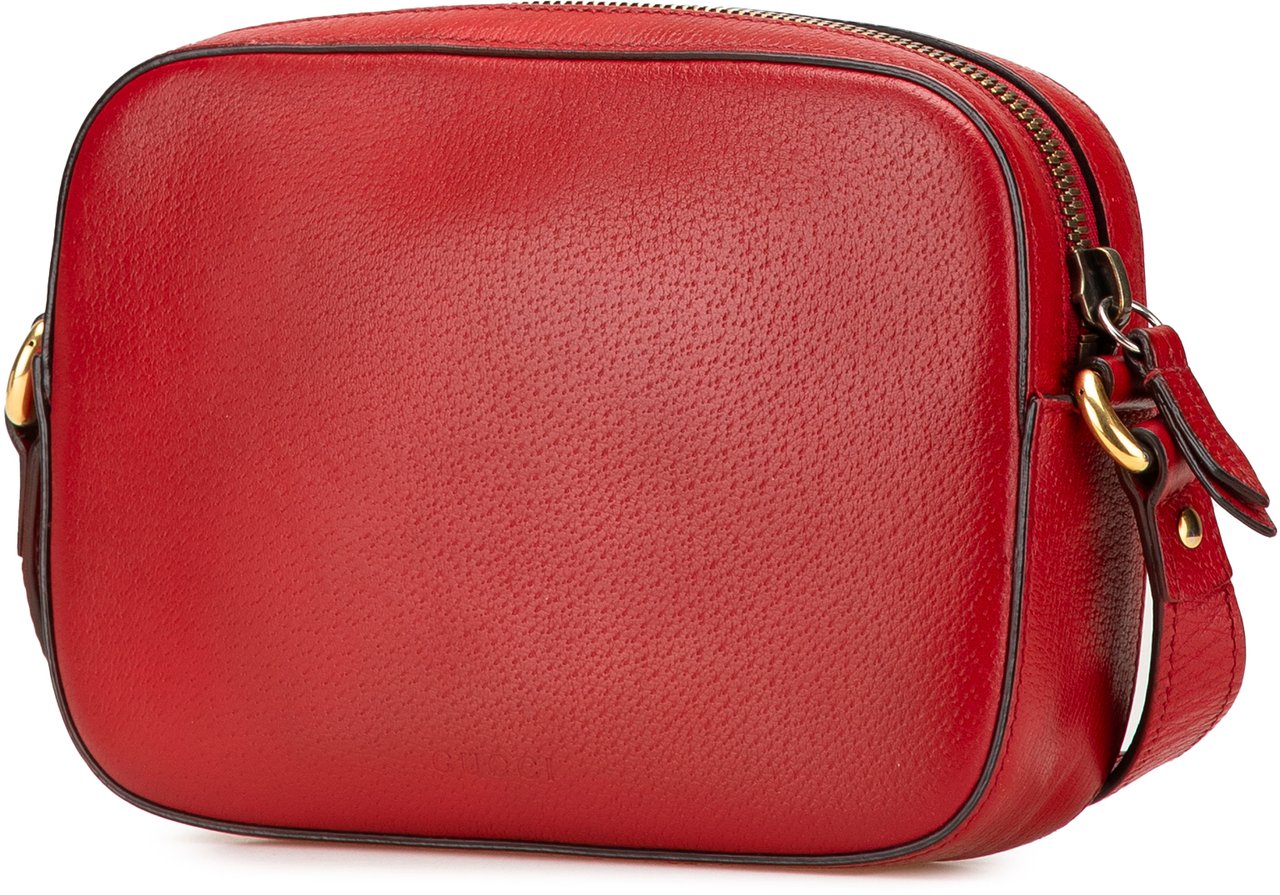 Gucci Leather Animalier Web Disco Crossbody Rood