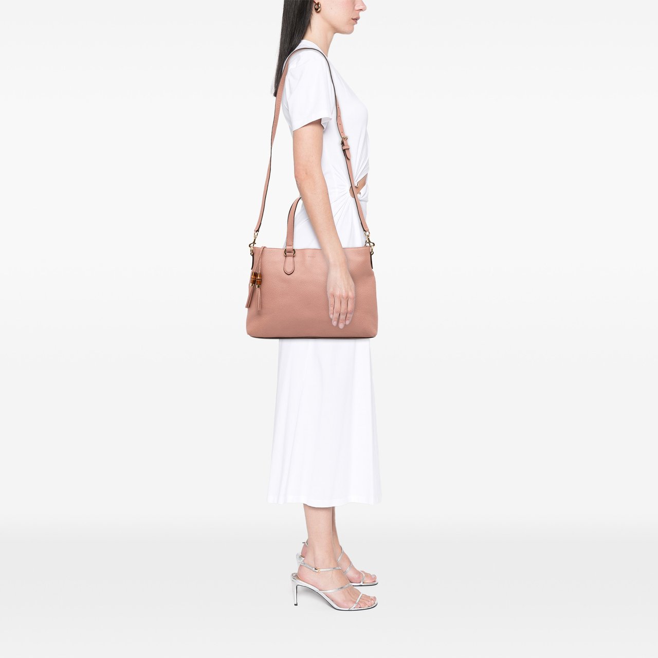 Gucci Leather Bamboo Tassel Satchel Roze