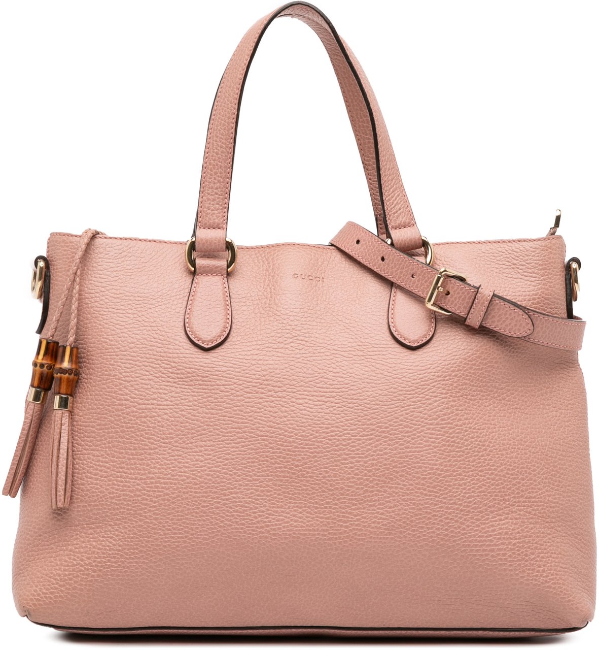 Gucci Leather Bamboo Tassel Satchel Roze