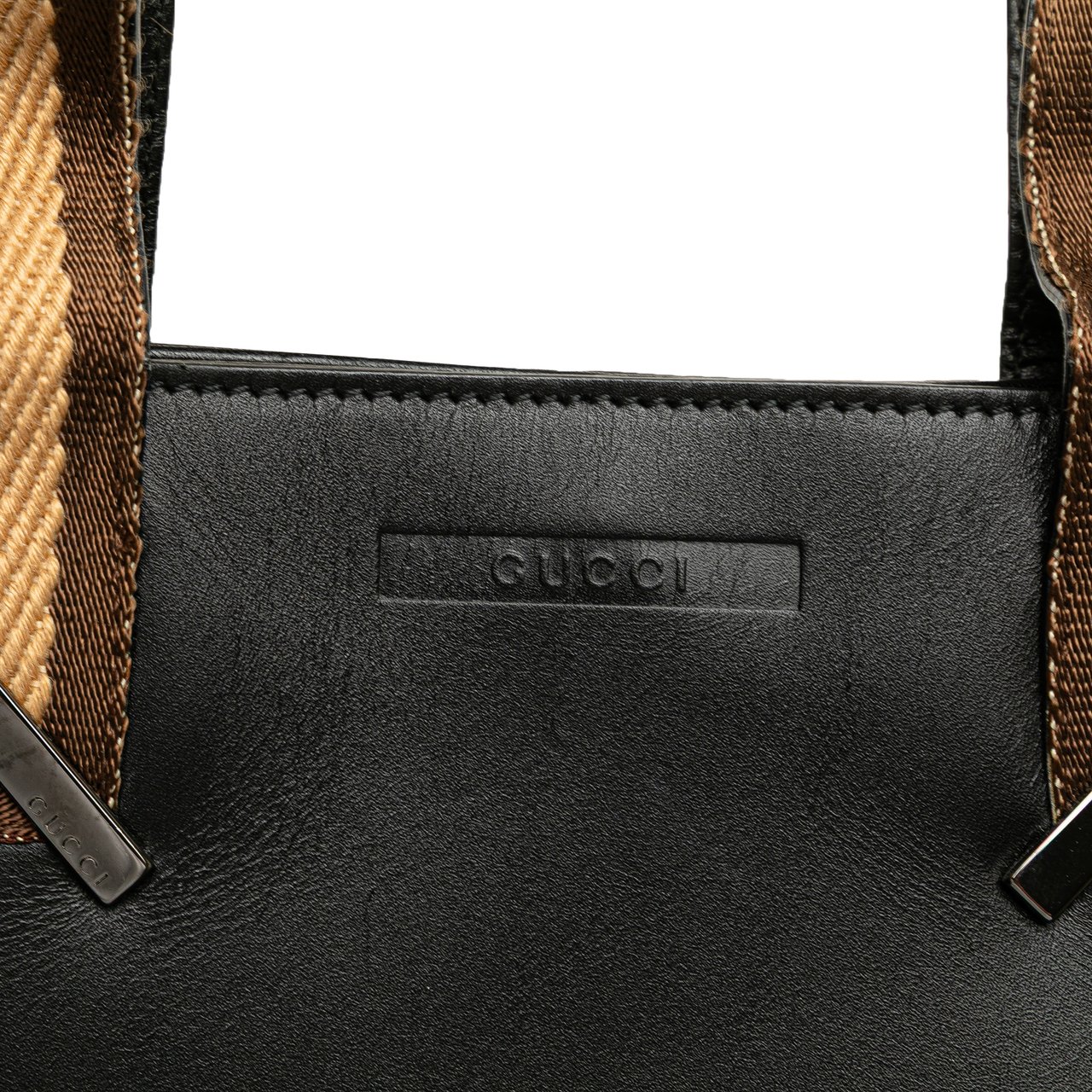 Gucci Leather Web Handbag Zwart