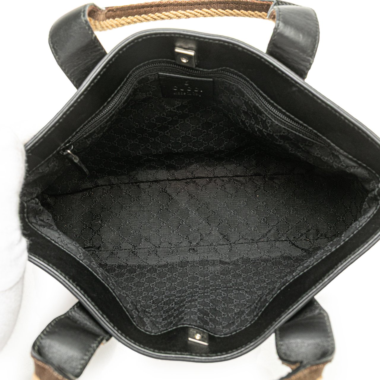 Gucci Leather Web Handbag Zwart