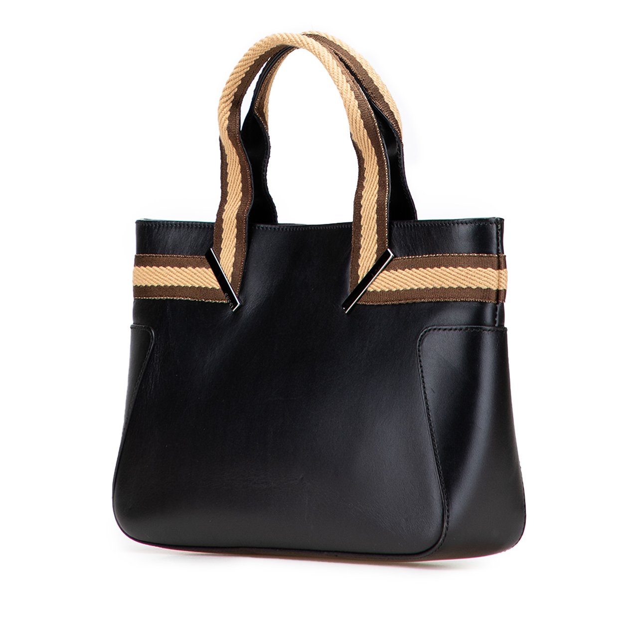 Gucci Leather Web Handbag Zwart