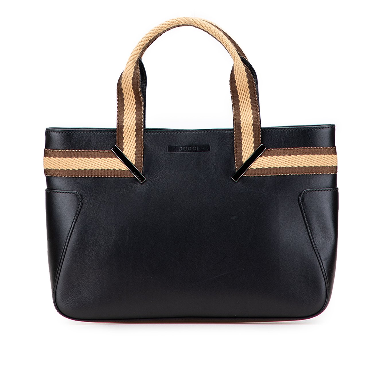 Gucci Leather Web Handbag Zwart