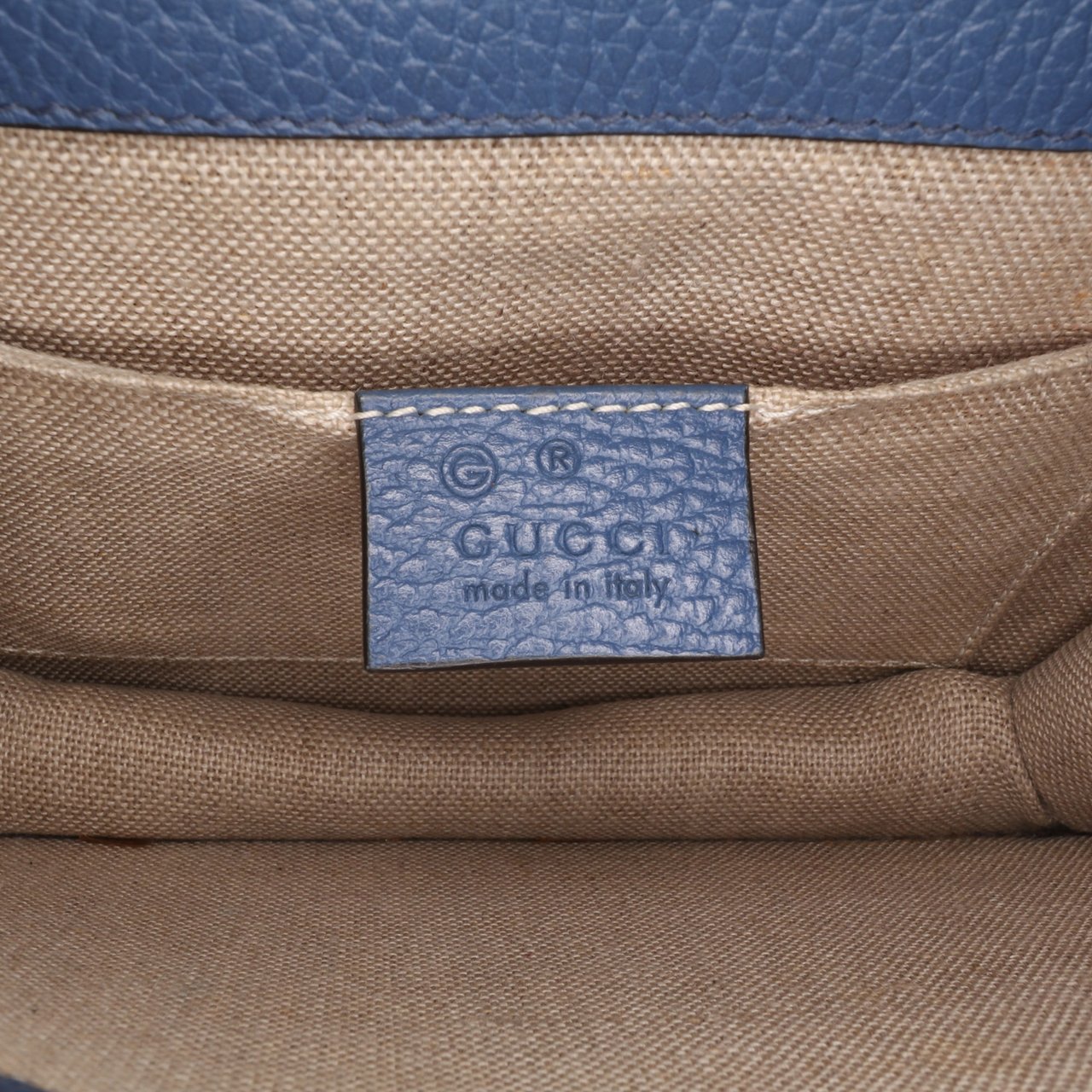 Gucci Small Dollar Calfskin Interlocking G Crossbody Blauw