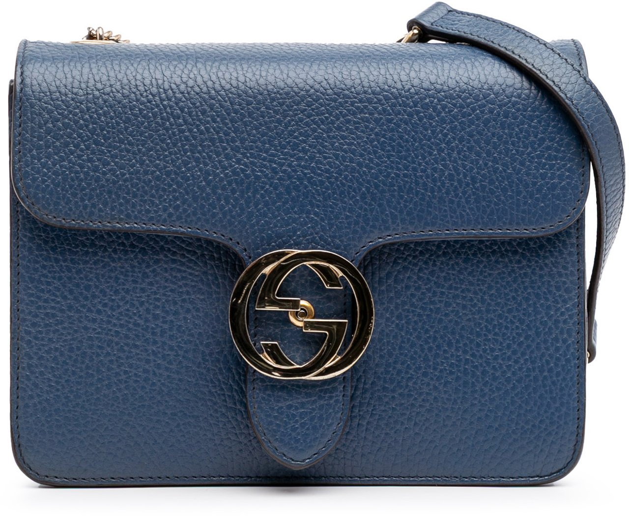Gucci Small Dollar Calfskin Interlocking G Crossbody Blauw