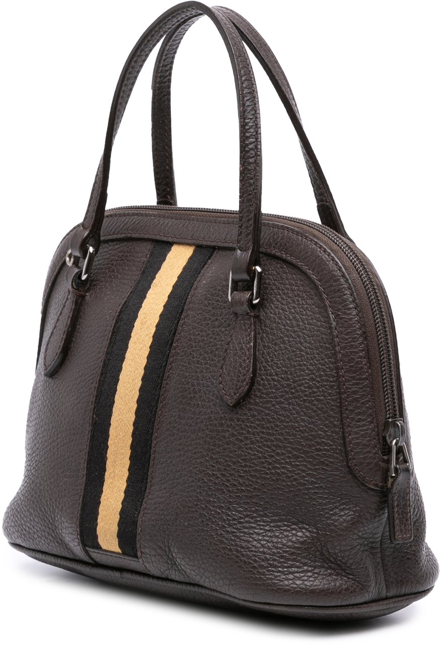 Gucci Mini Leather Web Dome Satchel Bruin
